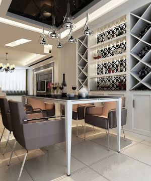 80平米家装餐厅酒柜设计效果图片