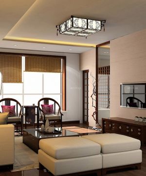 新中式风格三室两厅客厅装修样板间欣赏