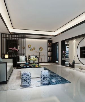 中式新古典三室房子装潢装修效果图片大全2023