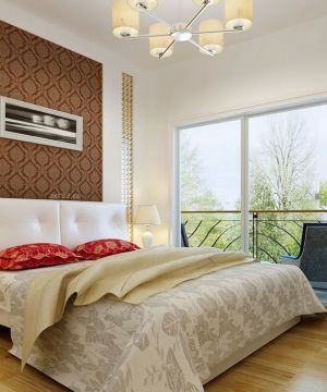 最新90平三居卧室床头背景墙装修效果图