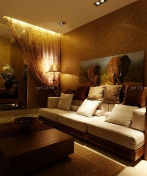 东南亚风格客厅沙发背景墙装修案例大全