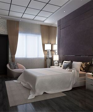 最新欧式三房两厅卧室床头背景墙设计样板房