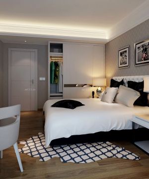 最新欧式风格90平小三居卧室壁纸设计装修效果图