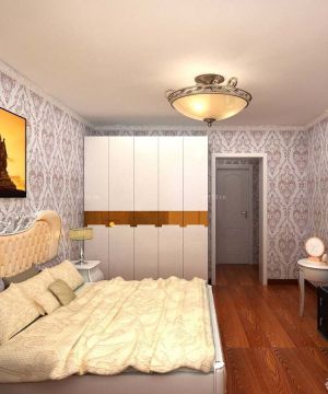 90平三居室卧室壁纸装修效果图片