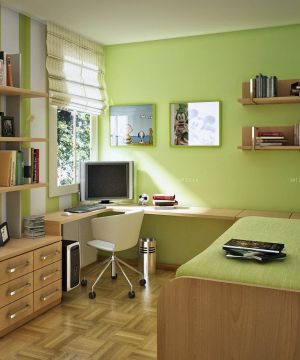 90平三居室书房纯色壁纸装修效果图欣赏
