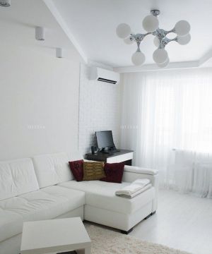 两室一厅客厅白色窗帘装修效果图大全2023图片