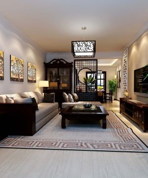 最新中式家装风格90后家居客厅装修效果图欣赏