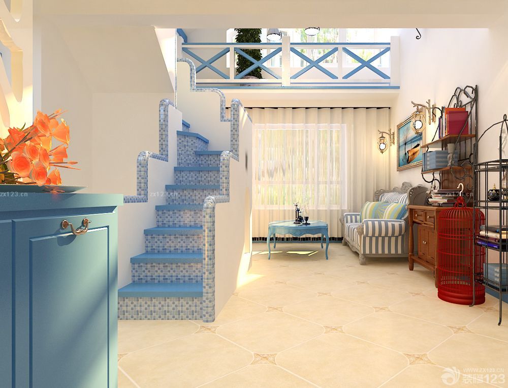2023最新地中海家装小复式楼梯效果图