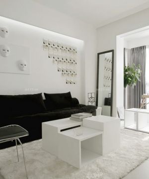 60平米两室一厅小户型客厅白色茶几装修效果图