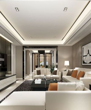 简约黑白风格别墅室内客厅设计装修效果图欣赏