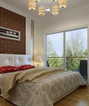田园风格小户型中式卧室床头背景墙装修效果图欣赏