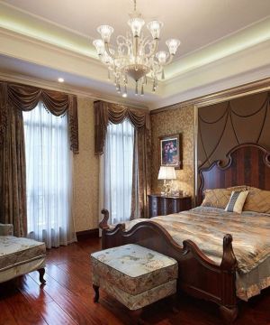 古典欧式别墅卧室床头背景墙装修效果图欣赏