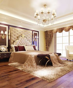 古典欧式别墅卧室窗帘装修效果图片