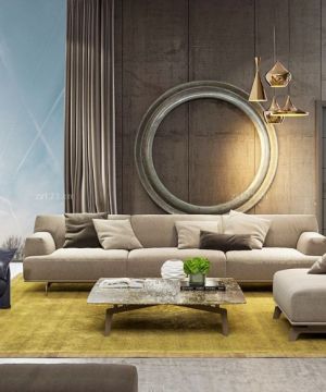2023时尚大复式楼客厅沙发背景墙装修效果图