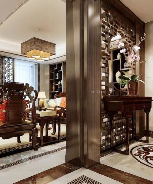 中式风格家装客厅玄关装修效果图片