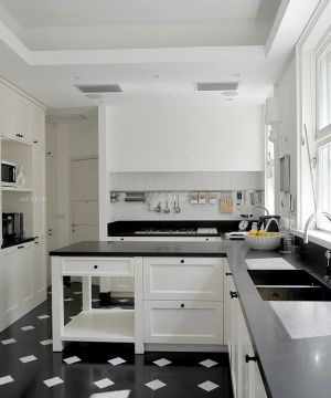 家庭别墅简约黑白风格厨房装修效果图片大全