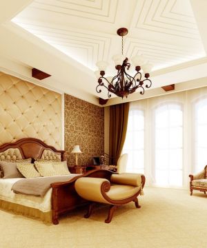 欧式经济型别墅卧室床头背景墙装修效果图片大全