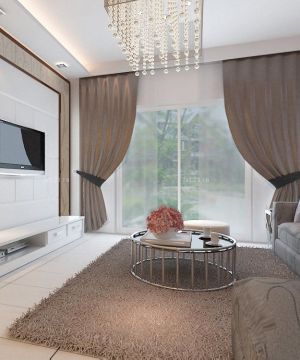 2023最新小户型客厅沙发方形水晶灯效果图片