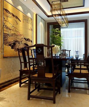 现代140平米中式餐厅设计装修效果图片欣赏