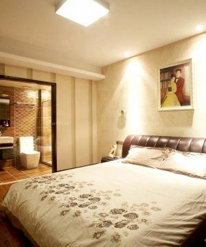 最新现代家装风格90平米小户型浪漫的主卧室卫生间装修效果图片大全