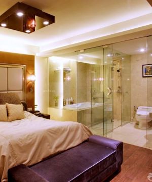 最新90平米现代小户型浪漫的主卧室卫生间装修效果图欣赏