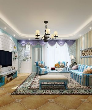 美式地中海混搭风格别墅室内最新装修设计图片