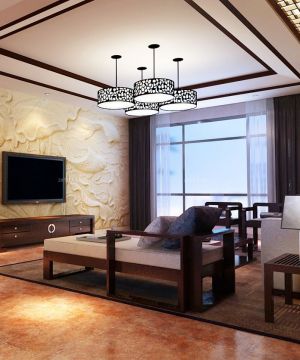 2023简中式家装客厅电视背景墙造型设计装修图片