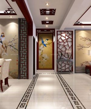中式家装客厅走廊装修效果图