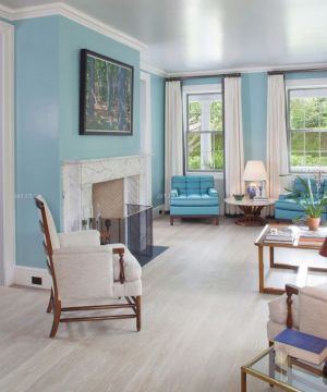 唯美小户型别墅蓝色墙面设计图片欣赏