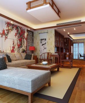 中式风格2023年房子沙发背景墙装修设计图片大全