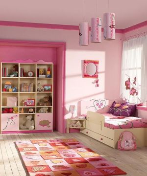最新唯美小户型儿童房间粉色墙面装修图片大全