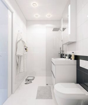 小户型装修样板房卫生间白色地砖效果图片