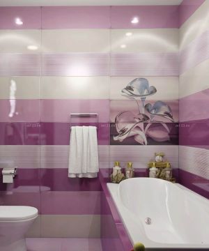 2023时尚小户型卫生间紫色墙面装饰效果图
