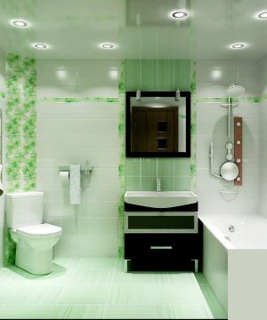 小户型卫生间绿色墙面装饰效果图欣赏