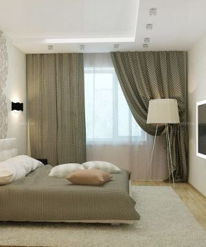 2023简约交换空间小户型卧室纯色窗帘装修样板大全