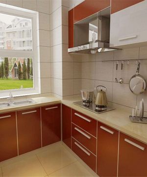 整体厨房红色橱柜装修效果图片