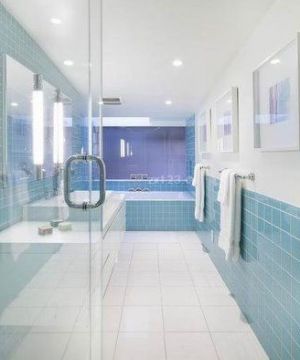 卫生间墙面蓝色瓷砖装修效果图片