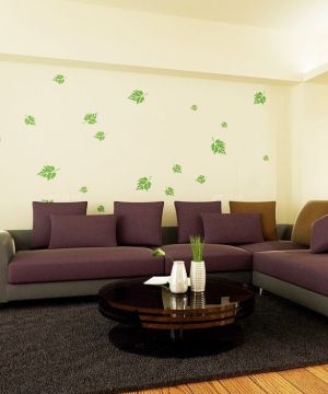 客厅沙发硅藻泥背景墙效果图2023