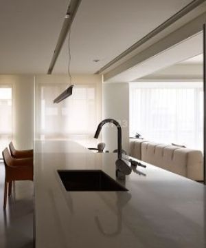 70平米三居室现代简约厨房吧台装修效果图