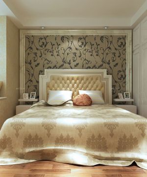 40平米房子卧室床头欧式背景墙装修设计图片