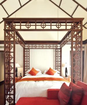 度假酒店房间东南亚床设计图片