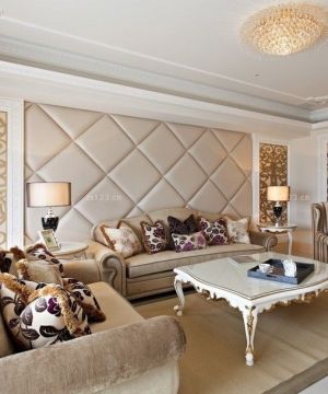 欧式古典风格客厅沙发背景墙设计图片
