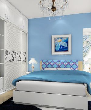 现代小别墅卧室床头装饰画装修效果图大全2023图片