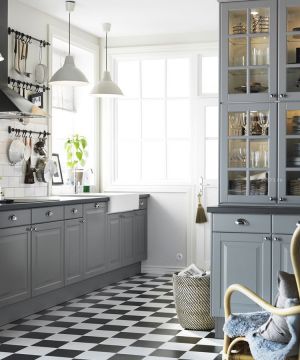 经典厨房灰色橱柜装修效果图大全2023图片
