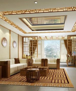 中式客厅装饰装修效果图大全2023图片