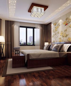 中式实木家具卧室家具效果图2023