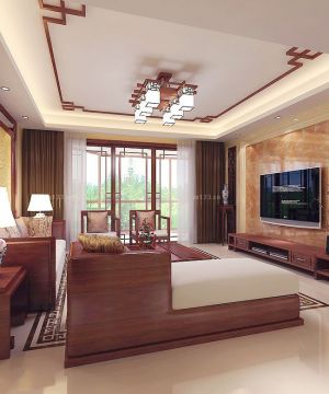 中式客厅装饰设计效果图2023
