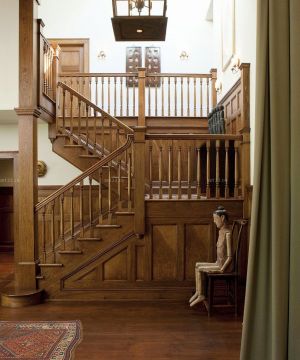 美式家装阁楼楼梯间设计装修图