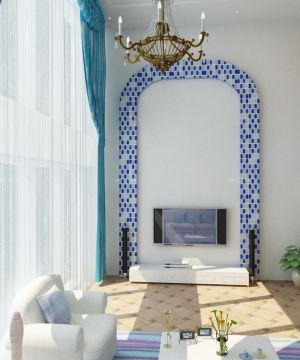 地中海别墅客厅电视背景墙设计图