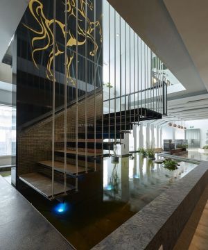 现代公司楼梯间墙面装饰装修设计效果图片